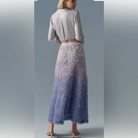 Anthropologie Ombre Scattered Tulle Midi Skirt